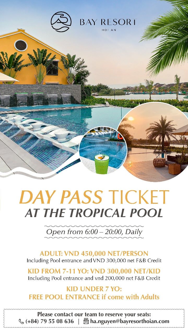 Day Pass Ticket at The Tropical Pool | Bay Resort Hoi An